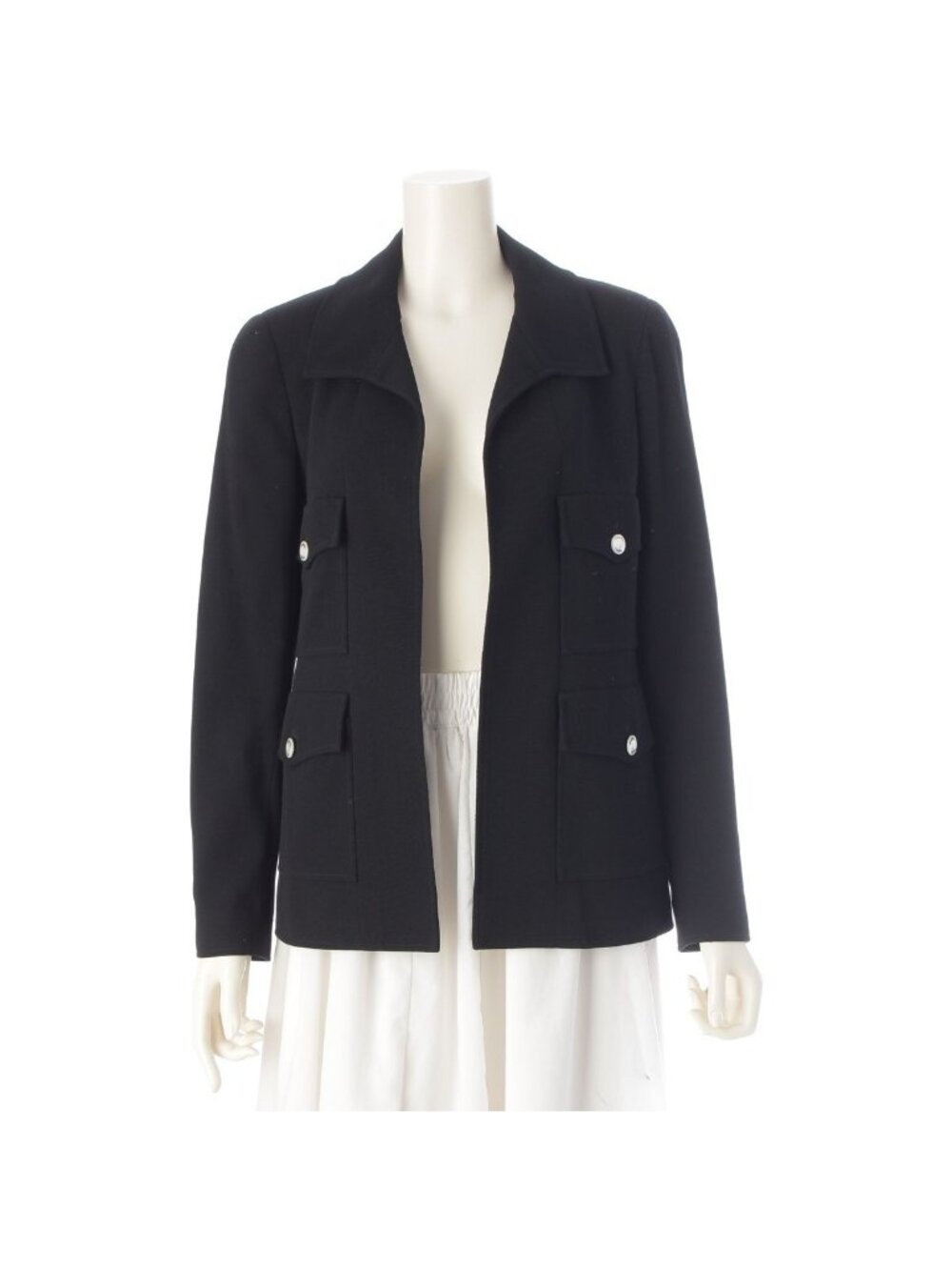 Chanel 97P Wool Button Vintage Tailored Jacket Black 38